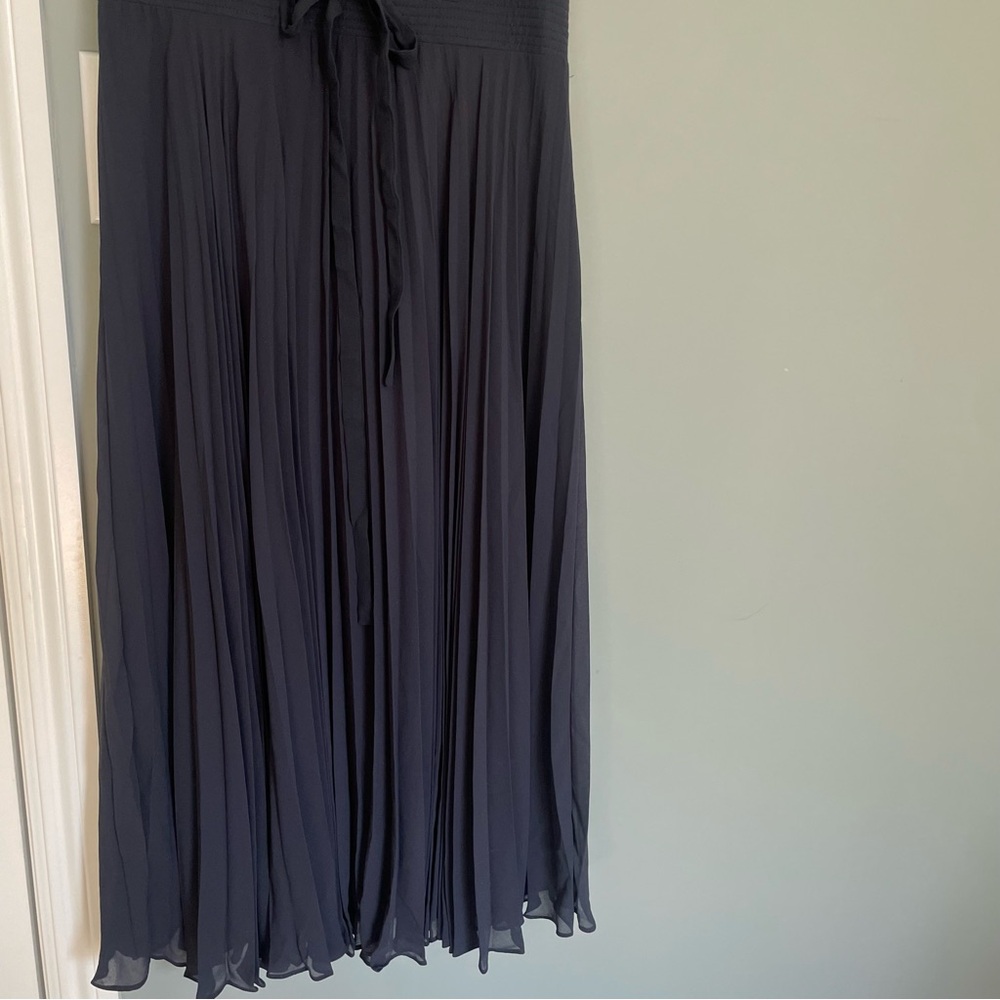 Anthropologie Leifsdottir Navy Merle Silk Pleated Midi Dress - Picture 4 of 12